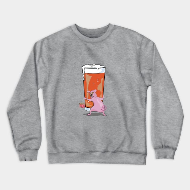 Beer Drinking Pig Crewneck Sweatshirt by ByersArtLab